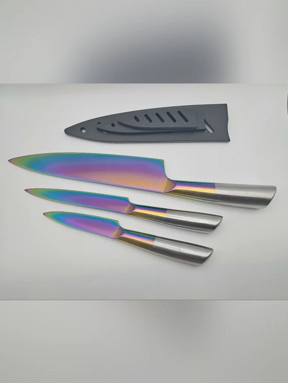 Rainbow Solid Stainless Steel Knife Set with Black Sheaths Thyme & Table Cutlery